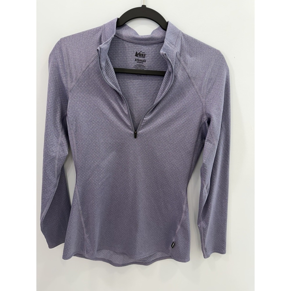 REI Co-Op 1/4 Zip Pullover Top Womens XS Activewear Mock Neck Purple Long Sleeve